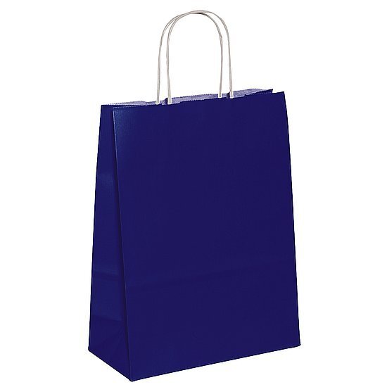 Papiertasche uni 28x22+10cm dkl.blau