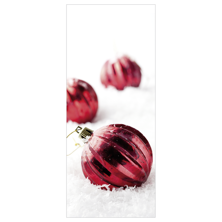 "Fabric banner ""Red Christmas balls in the snow"" 75 x 180 cm"