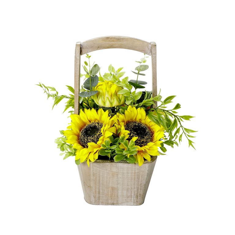 "Sunflowers in basket 31 x 23 x 23 cm yellow"