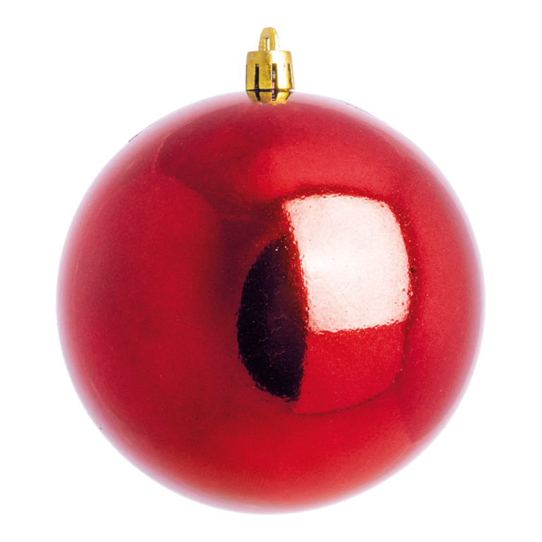 Christmas balls, red shiny,