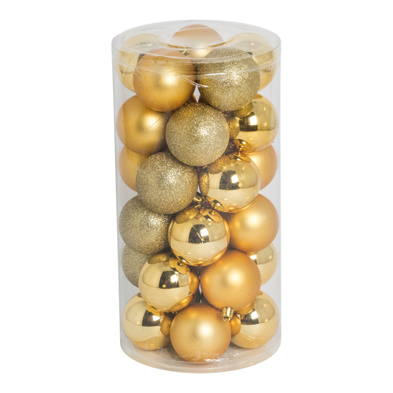 30 Christmas balls, gold,