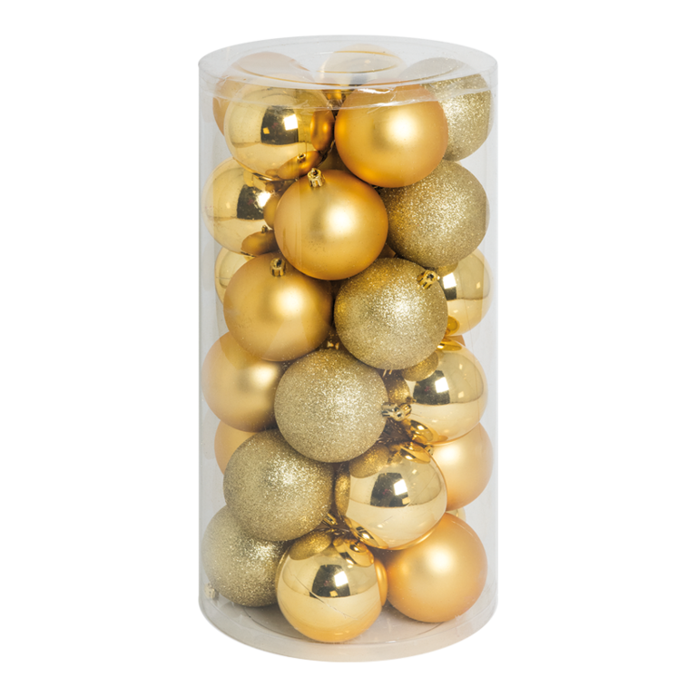 30 Christmas balls, gold,