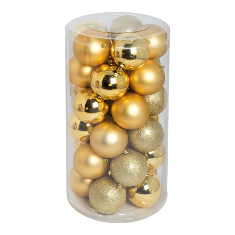 30 Christmas balls, gold,