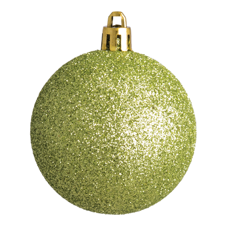 Christmas balls, light green glitter,