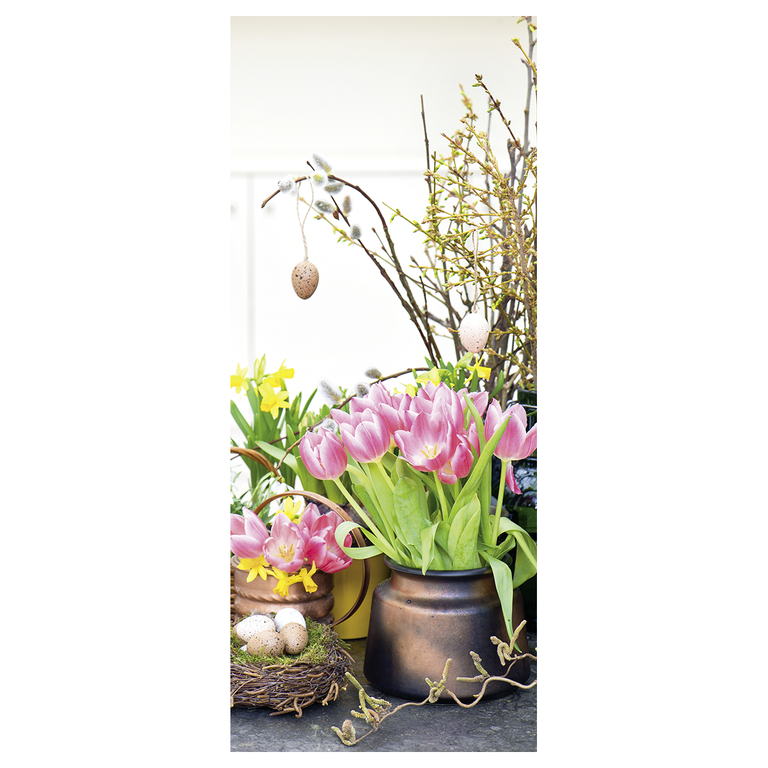 "Flame retardant fabric banner Easter flowers"