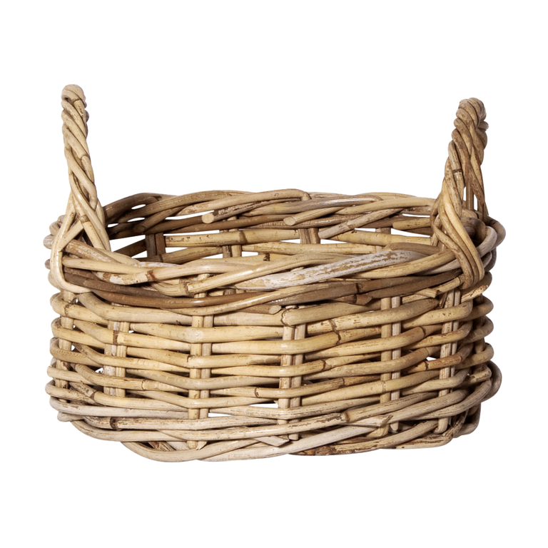 "Round rattan basket with handle 23 cm Ø"