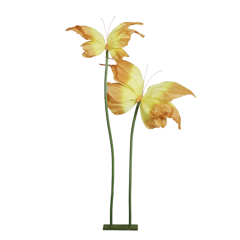 "Decorative butterfly stand made of paper 150 cm, yellow "